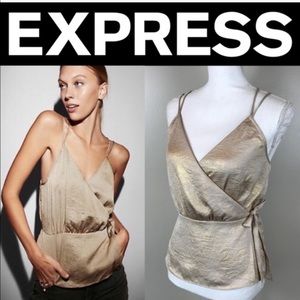 Express | Gold Shimmer Satin Wrap Cami | M
